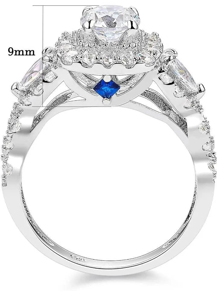 Engagement Wedding Ring Set For Women 925 Sterling Silver 2.4ct Round Pear White Cz Size 4-12 - JettsJewelers