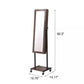 Free Standing Wooden Jewelry Storage Mirror Cabinet with Wheels Rolling Full Length Dressing Mirror with Built-in Jewelry Chest Lockable JettsJewelers