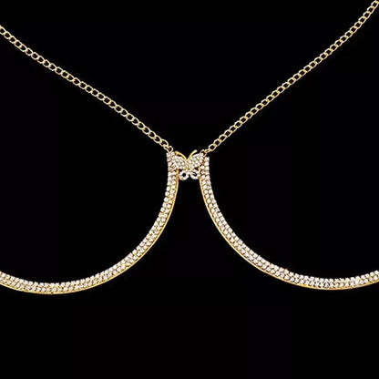 Full Butterfly Rhinestone Bra Body Chain Sexy Bikini Gold  Beauty Crystal Chest Bracket Bras Chain Nightclub Body Jewelry for Women JettsJewelers