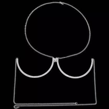 Full Butterfly Rhinestone Bra Body Chain Sexy Bikini Gold  Beauty Crystal Chest Bracket Bras Chain Nightclub Body Jewelry for Women JettsJewelers