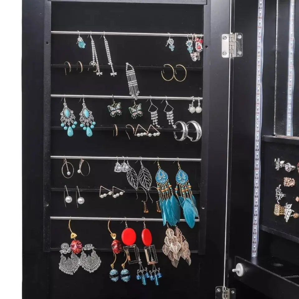 Full-Length Mirror Jewelry Storage Mirror Cabinet Cosmetics Lockable Jewelry Small Accessories Storage Cabinet Stand-up Mirror - JettsJewelers