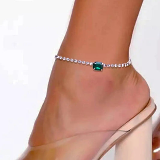 Gem Rhinestone Anklet Foot Jewelry for Women Beach Barefoot Chain Bracelet On the Leg Accessories Gift JettsJewelers