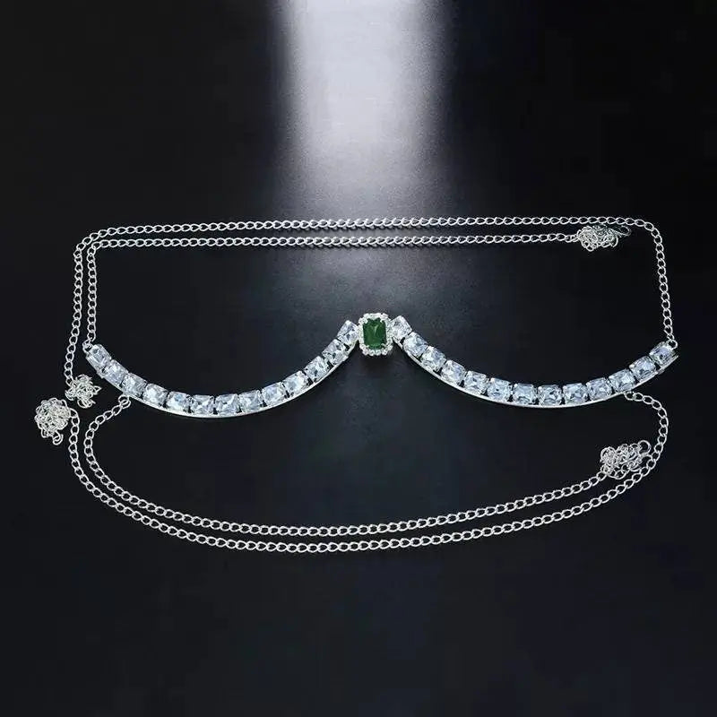 Gem Rhinestone Bra Chain Sexy Bikini Silver Beauty Chest Bracket Bras Chain Nightclub Partying Body Jewelry for Women JettsJewelers