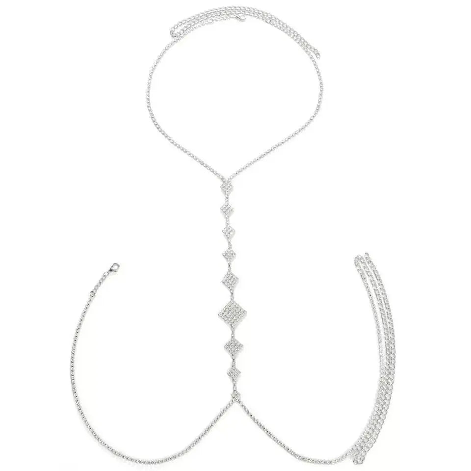 Geometric Rhinestones Bra Body Sexy Bikini Silver Gold Beauty Chest Bracket Bras Nightclub and Partying Body Jewelry for Women JettsJewelers