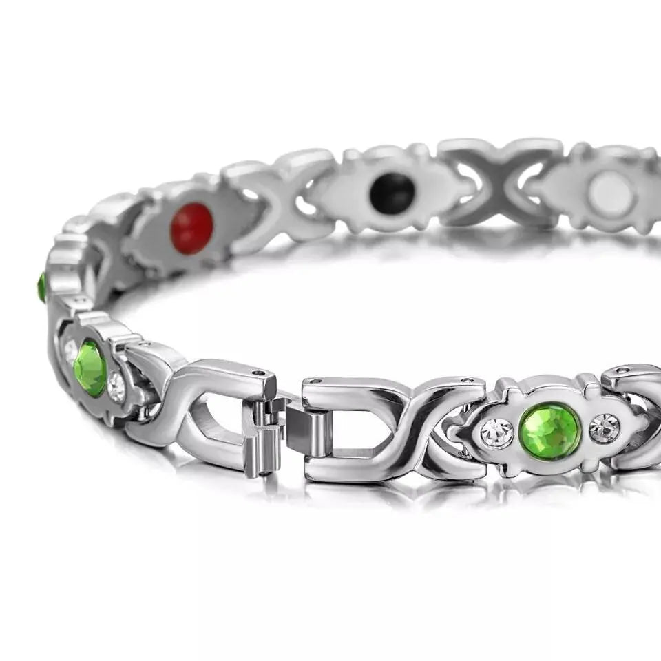 Germanium Lymph Detox Bracelet  Bracelet, Green Crystal Bracelet Magnetotherapy Bracelet Jewelry Copper Bracelet for Women Men 8.5mm 8.5in JettsJewelers