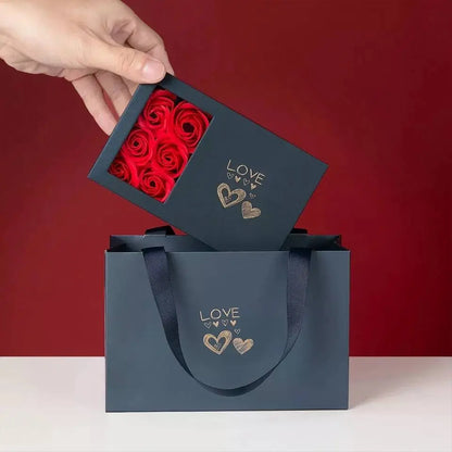 Gifts for Her Valentines Preserved Rose with Magnetic Folding Heart-Shaped Four-Leaf Clover Necklace - Gifts for Mom Wife Girlfriend Grandma JettsJewelers