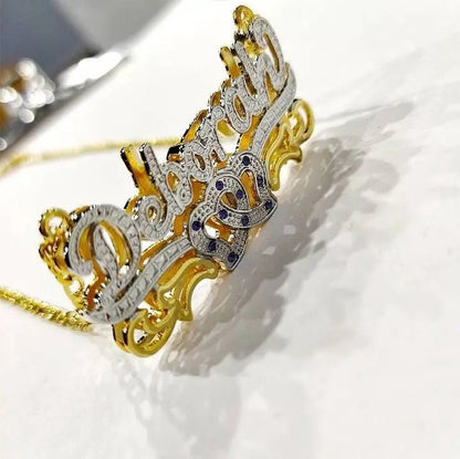 Gold Custom 3D Nameplate Plate  Necklace Personalized Name JettsJewelers