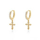 Gold Dainty Dangle Hoop Earrings for Women 14K Gold Plated Delicate Cross Dangle Earrings - JettsJewelers