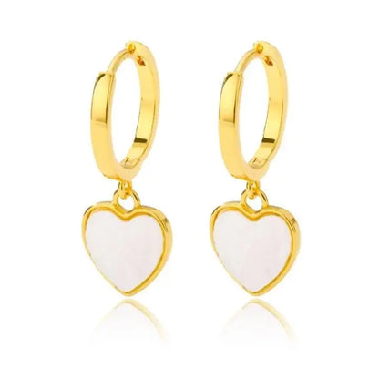 Gold Dainty Dangle Hoop Earrings for Women 14K Gold Plated Delicate Heart Dangle Earrings - JettsJewelers