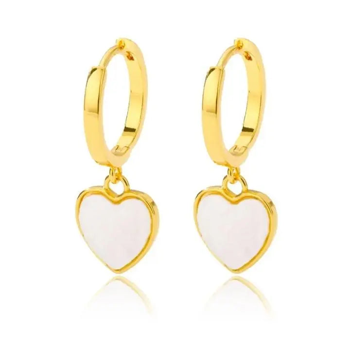 Gold Dainty Dangle Hoop Earrings for Women 14K Gold Plated Delicate Heart Dangle Earrings - JettsJewelers