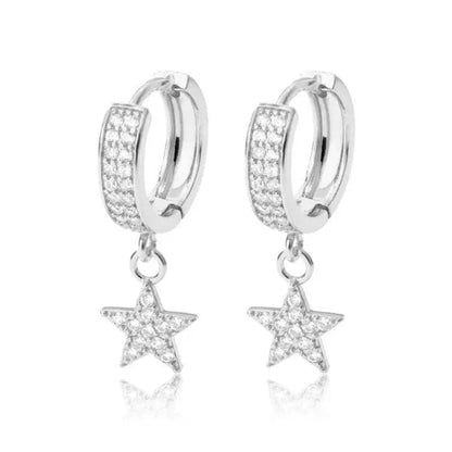 Gold Dainty Dangle Hoop Earrings for Women 14K Gold Plated Delicate Star Dangle Earrings - JettsJewelers