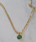 Gold Green Aventurine Natural Stone Pendant Necklace (20&#39;&#39; Titanium Chain), Retro Elegant Temperament Style Necklace JettsJewelers
