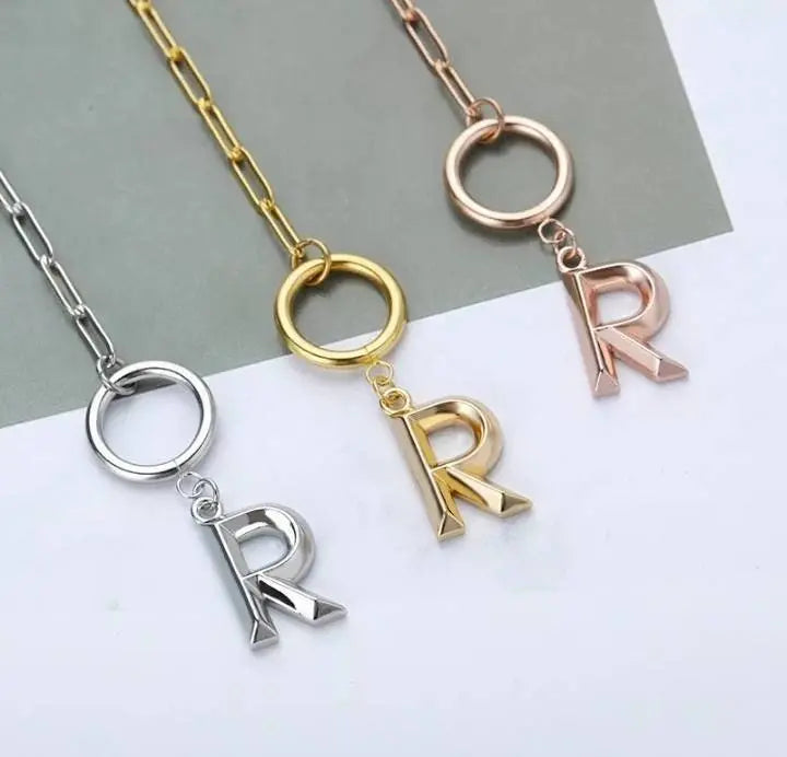 Gold Initial A-Z Letter Necklaces 18K Gold Plated 20 Capital Letter Necklaces Chunky Paperclip Chain Necklace for Girl Pendant Necklaces - JettsJewelers