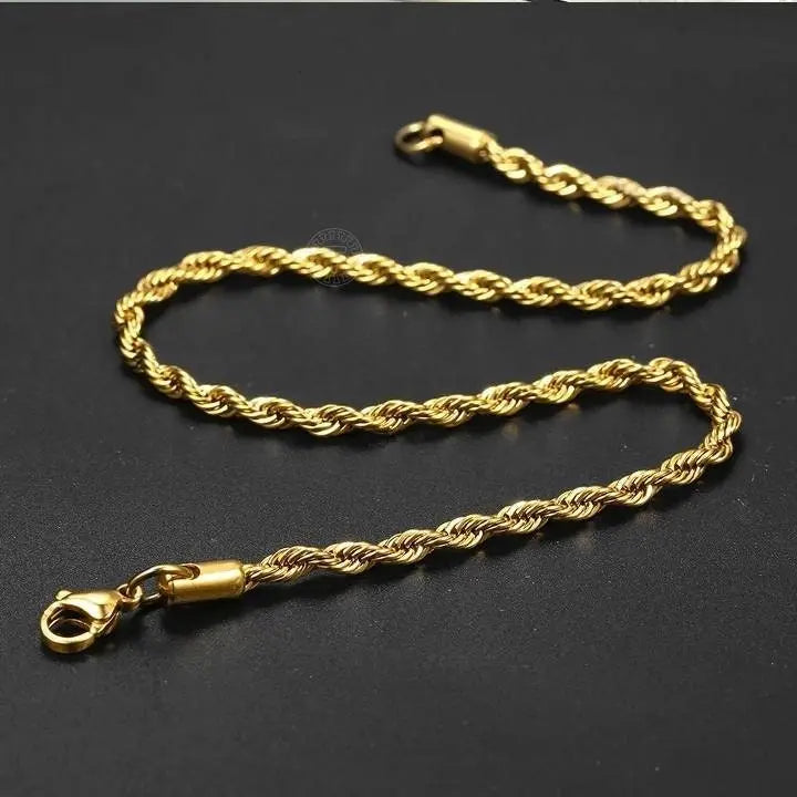 Gold Plated Chain Anklet for Women Unisex Stainless Steel Rope Figaro Curb Link Leg Chain Bracelets Summer Jewelry 10inch - JettsJewelers