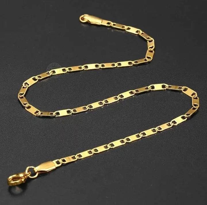 Gold Plated Chain Anklet for Women Unisex Stainless Steel Rope Figaro Curb Link Leg Chain Bracelets Summer Jewelry 10inch - JettsJewelers