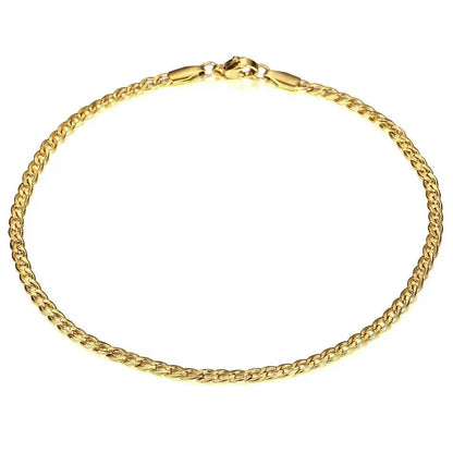 Gold Plated Chain Anklet for Women Unisex Stainless Steel Rope Figaro Curb Link Leg Chain Bracelets Summer Jewelry 10inch - JettsJewelers