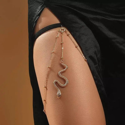 Gold Silver Snake Leg Chain for Women Thigh Chain For Girls Gold Snake Pendant Boho Body Chain for Beach Summer Holiday - JettsJewelers