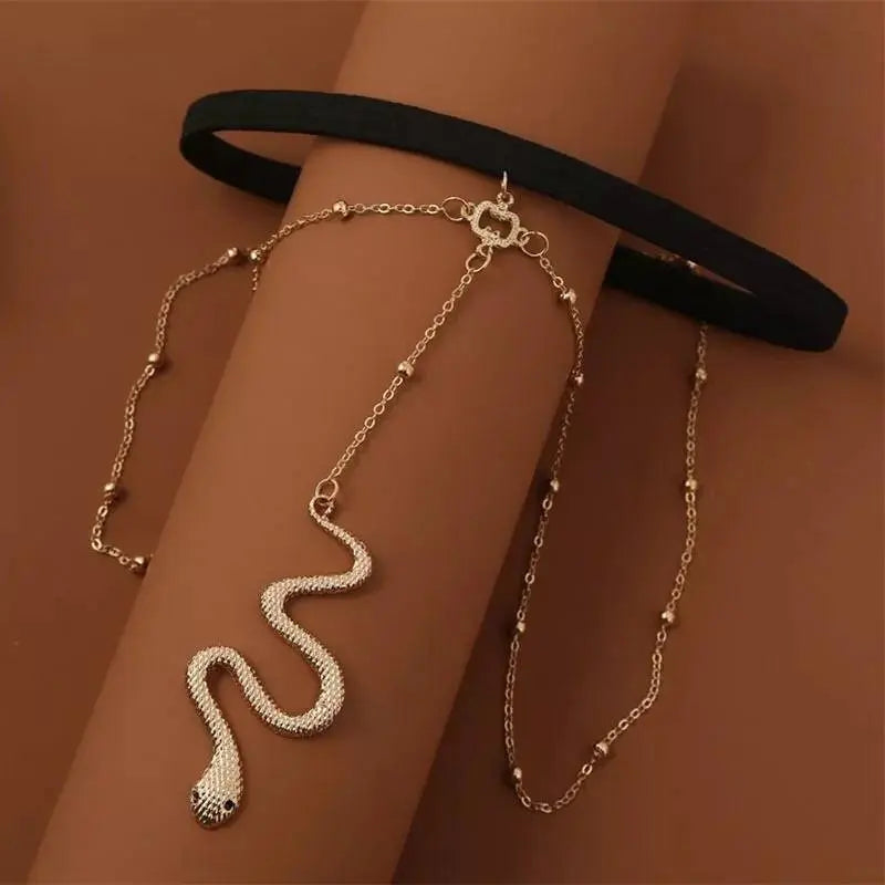 Gold Silver Snake Leg Chain for Women Thigh Chain For Girls Gold Snake Pendant Boho Body Chain for Beach Summer Holiday - JettsJewelers
