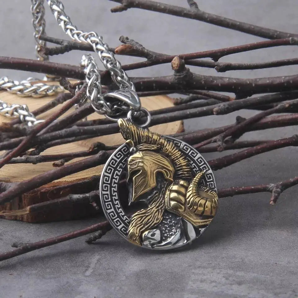 Gold Silver Sparta Helmet Spatran Greek Warrior Necklace JettsJewelers