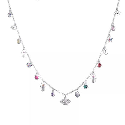 Gold and Silver Plated Crystal Eye of The Demons Necklace JettsJewelers