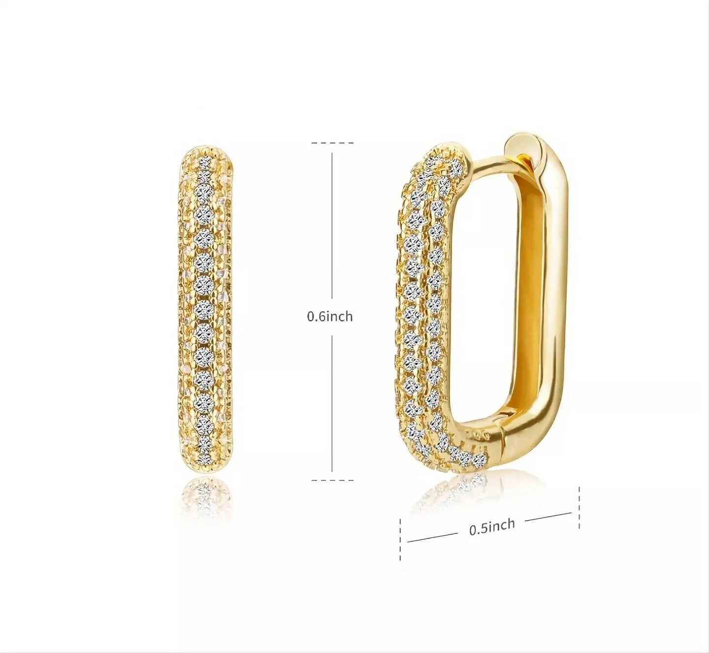 Gold and Silver Plated Minimalist Square Hoop Cubic Zirconia Earrings JettsJewelers