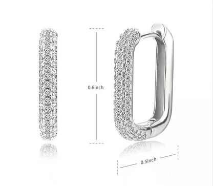 Gold and Silver Plated Minimalist Square Hoop Cubic Zirconia Earrings JettsJewelers