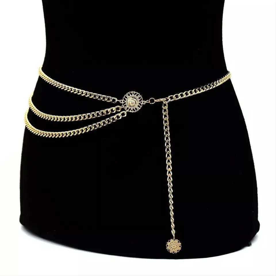 Gold and Silver Sexy Vintage Multi-layered Aesthetic Belly Chain Link Waist  Body Chain JettsJewelers