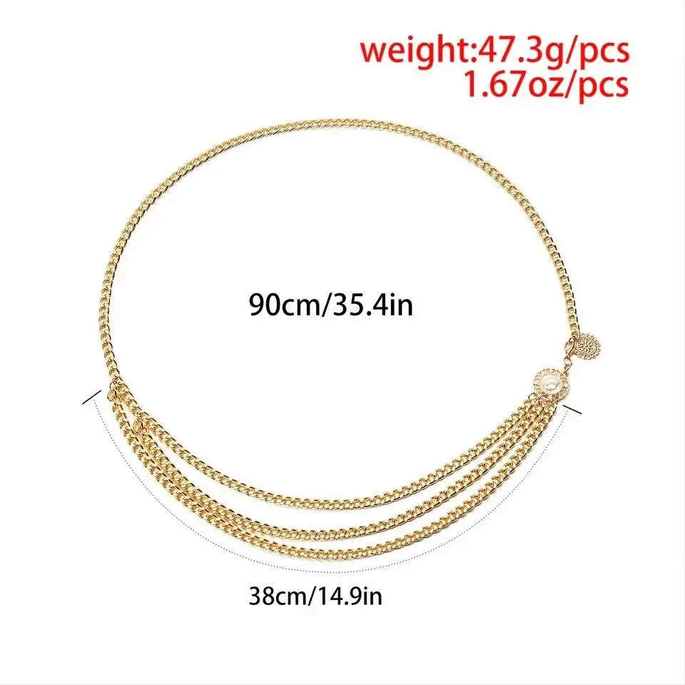Gold and Silver Sexy Vintage Multi-layered Aesthetic Belly Chain Link Waist  Body Chain JettsJewelers