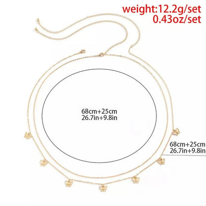 Gold or Silver Sexy Butterfly Fringe Multi-layered Aesthetic Belly Chain Waist Body Chain JettsJewelers