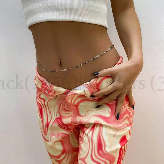 Gold or Silver Sexy Colorful Hearts Aesthetic Belly Chain Waist Body Chain JettsJewelers