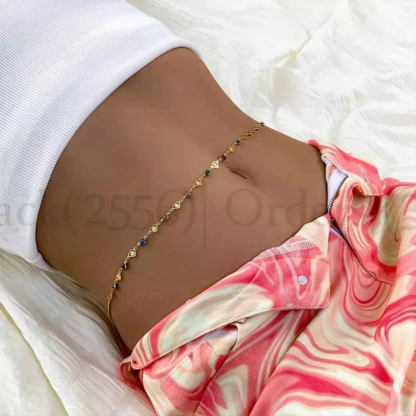 Gold or Silver Sexy Colorful Hearts Aesthetic Belly Chain Waist Body Chain JettsJewelers