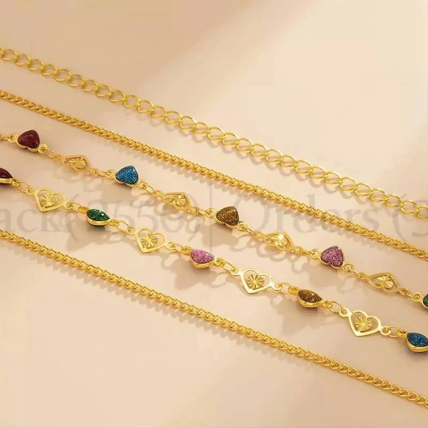 Gold or Silver Sexy Colorful Hearts Aesthetic Belly Chain Waist Body Chain JettsJewelers