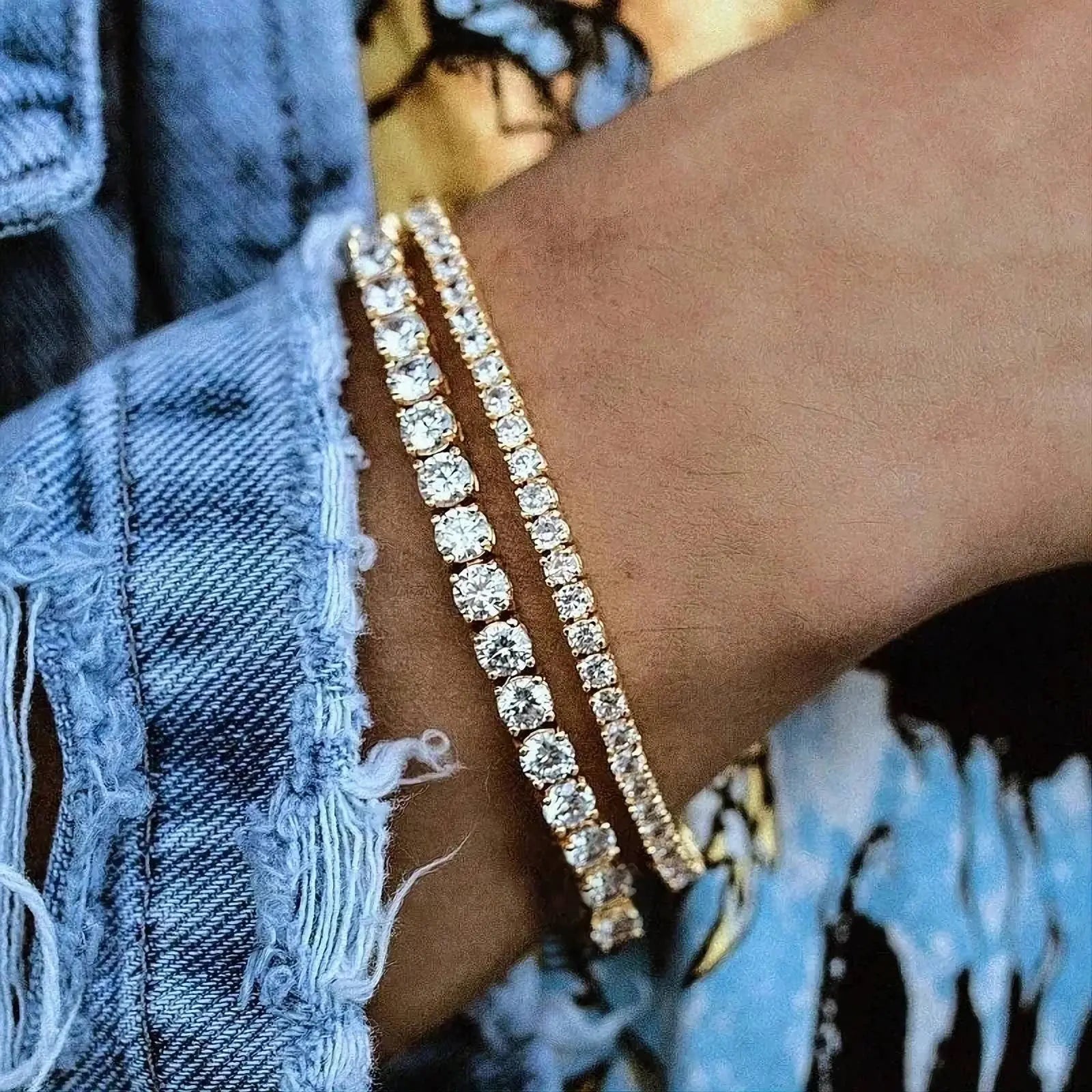 Gold,Silver, Bracelets for Men and Women 18K Yellow Gold Plated 3mm, 4mm, 5mm Round AAA Cubic Zirconia Classic Tennis Bracelet Size 7-8 Inch JettsJewelers