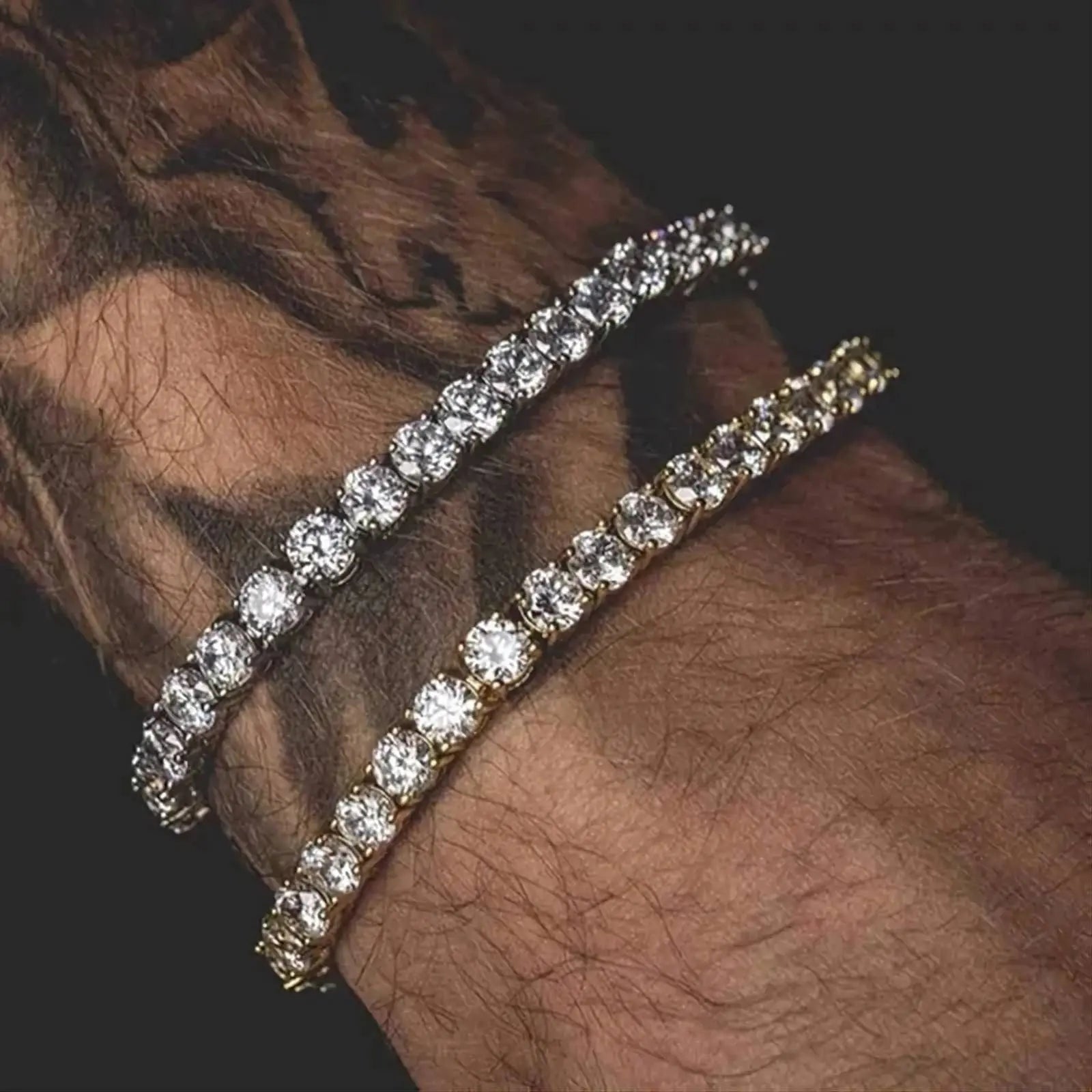 Gold,Silver, Bracelets for Men and Women 18K Yellow Gold Plated 3mm, 4mm, 5mm Round AAA Cubic Zirconia Classic Tennis Bracelet Size 7-8 Inch JettsJewelers