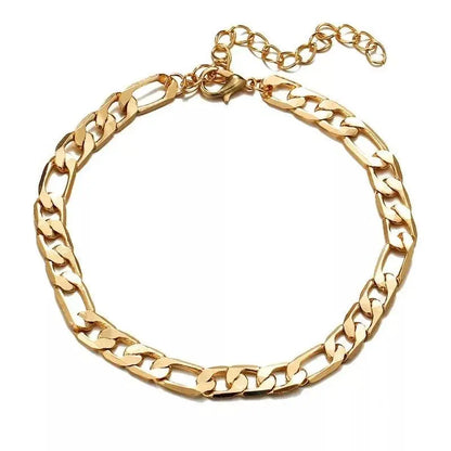 Heart Ankle Bracelets for Women, 14K Gold Plated Dainty Layered Figaro Chain CZ Initial Anklets Set Summer Jewelry Gifts for Women Teen - JettsJewelers