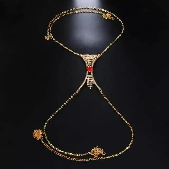 Rhinestone Chest Bracket Bra Chain Body Jewelry Crsytal Breast Body Chain  Heart Bikini Bra Chain for Women