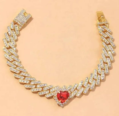 Heart Miami Cuban Rhinestones Anklet Foot Jewelry for Women Beach Barefoot Chain Bracelet On the Leg Accessories Gift JettsJewelers