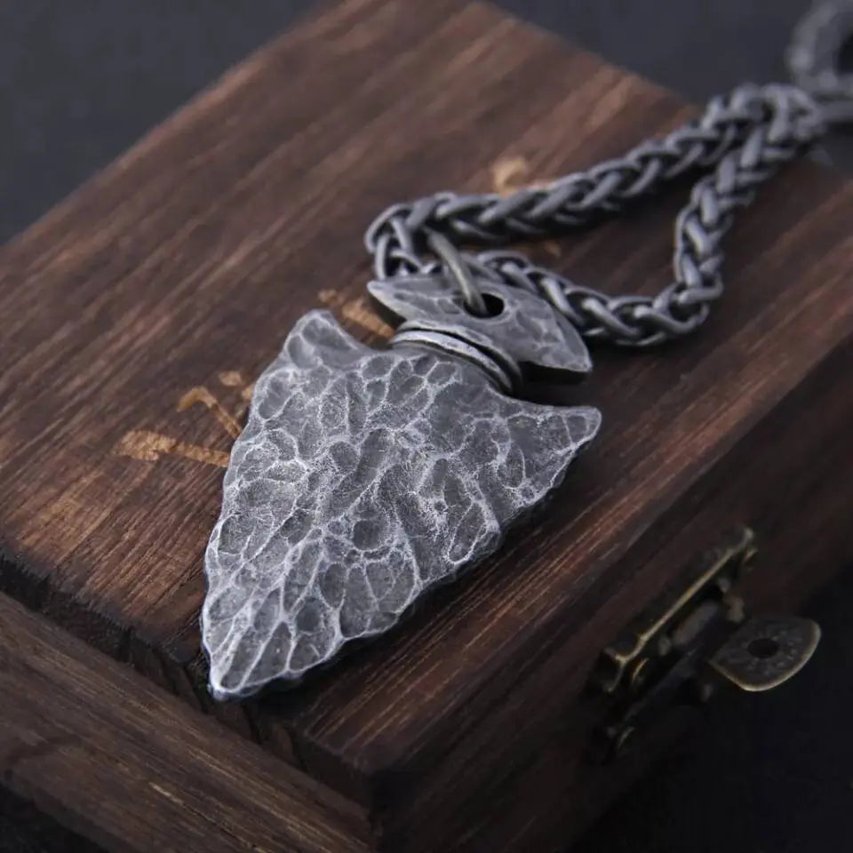 Helm of Awe and Viking Vegvisir Iron Color Viking Spear Head Necklace JettsJewelers