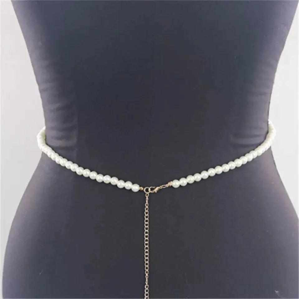 Imitation Pearl Chest Body Chain Jewelry for Women Teen Girls Handmade Pearl Tassel Bra JettsJewelers