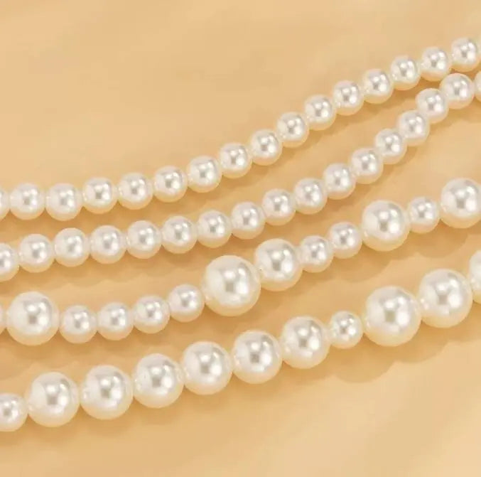 Imitation Pearl Chest Body Chain Jewelry for Women Teen Girls Handmade Pearl Tassel Bra Waist Set JettsJewelers