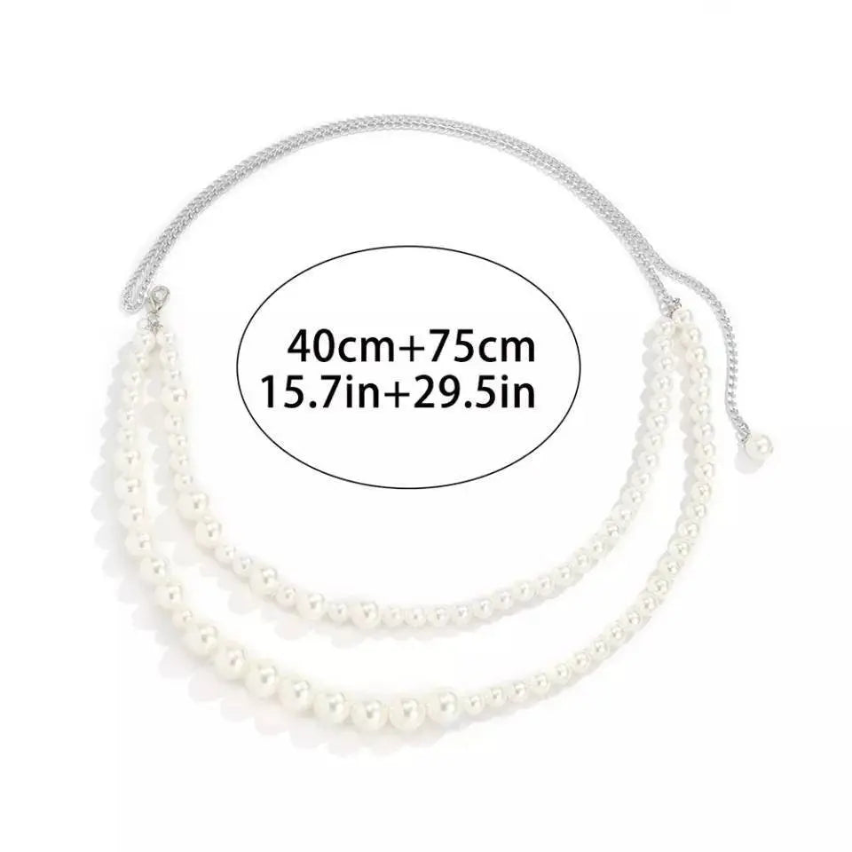 Imitation Pearl Chest Body Chain Jewelry for Women Teen Girls Handmade Pearl Tassel Bra Waist Set JettsJewelers