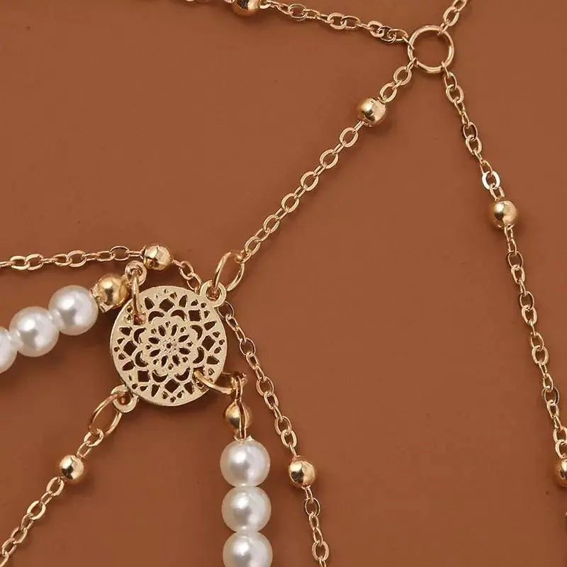 Imitation Pearl Leg Chain for Women Thigh Chain For Girls Gold Snake Pendant Boho Body Chain for Beach Summer Holiday JettsJewelers