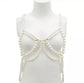 Imitation Pearls Chest Body Chain Jewelry for Women Teen Girls Handmade Pearl Tassel Bra Waist Set JettsJewelers