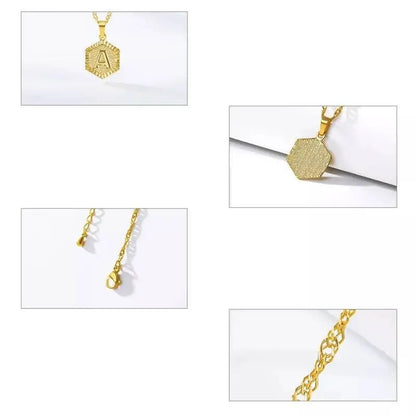 Initial 18k Gold Polygon Necklace, Polygon Letter Necklace, Monogram Necklace, Initial Necklace For Women Men Gold Pendant Alphabet Charm JettsJewelers