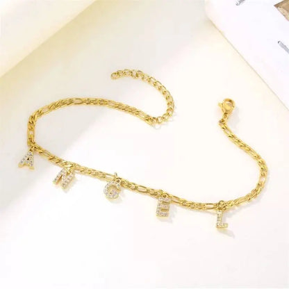 Initial Anklet, Custom Ankle Bracelet, A - Z Crystal Cubic Zirconia Letters Anklet, Leg Gold Chain, Anklebone Beauty, Personalized JettsJewelers