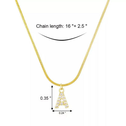 Initial Necklace, Custom Necklace Bracelet, A - Z Crystal Cubic Zirconia Letter Neckla, Leg Gold Chain, Neck Beauty, Personalized Gifts - JettsJewelers