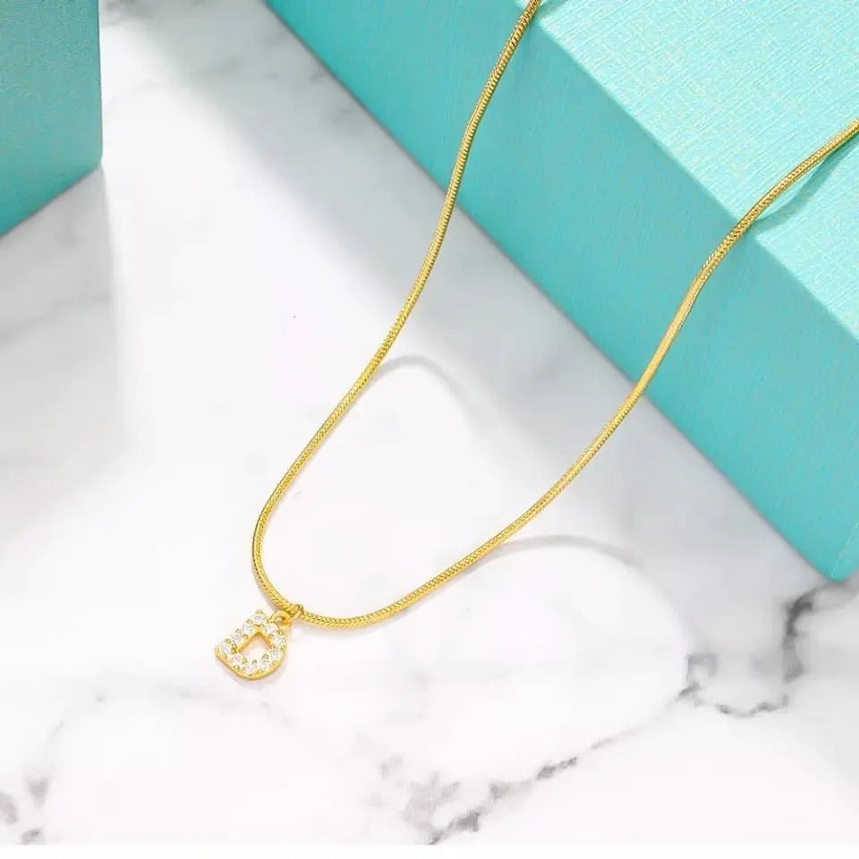 Initial Necklace, Custom Necklace Bracelet, A - Z Crystal Cubic Zirconia Letter Neckla, Leg Gold Chain, Neck Beauty, Personalized Gifts - JettsJewelers