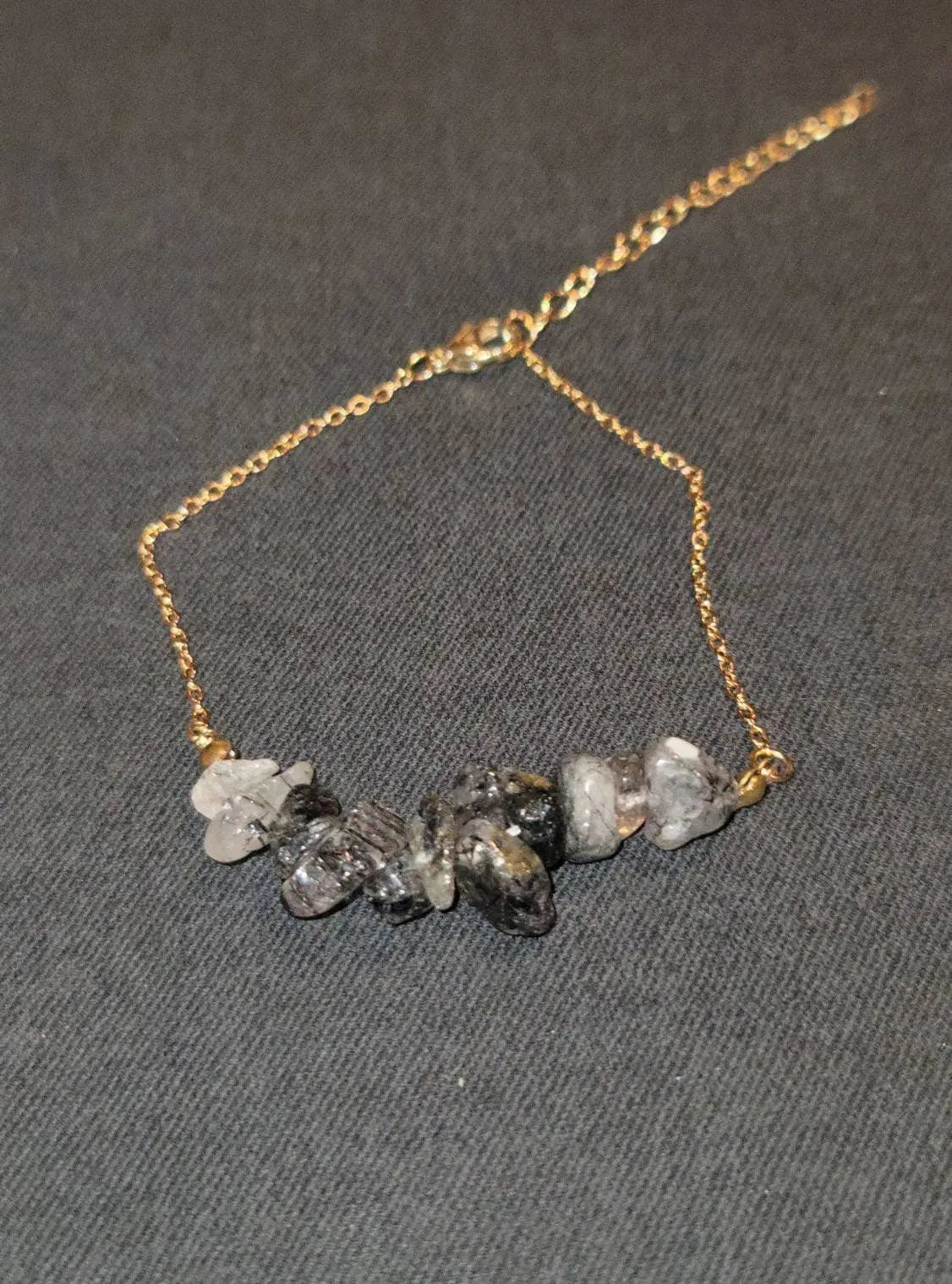 Irregular Chip Black Quartz Gold Silver Bracelet Handmade Spiritual Jewelry Good Luck Spiritual Gift For Women Men&#39;s Positive Energy Chakra JettsJewelers