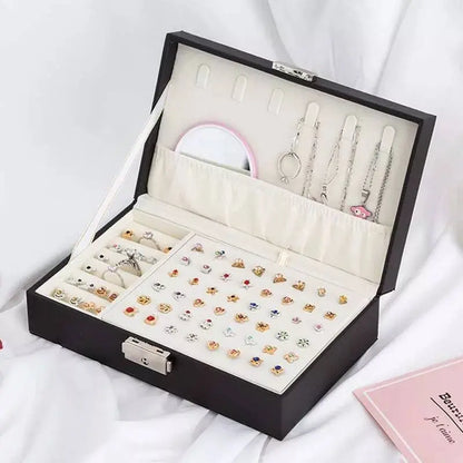 Jewelery Box Organizer Small Travel Leather Jewellery Storage Case for Rings Earrings Necklace Bracelets Leather Jewelry Gift - JettsJewelers