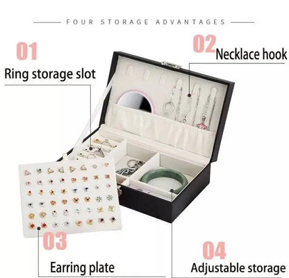 Jewelery Box Organizer Small Travel Leather Jewellery Storage Case for Rings Earrings Necklace Bracelets Leather Jewelry Gift - JettsJewelers